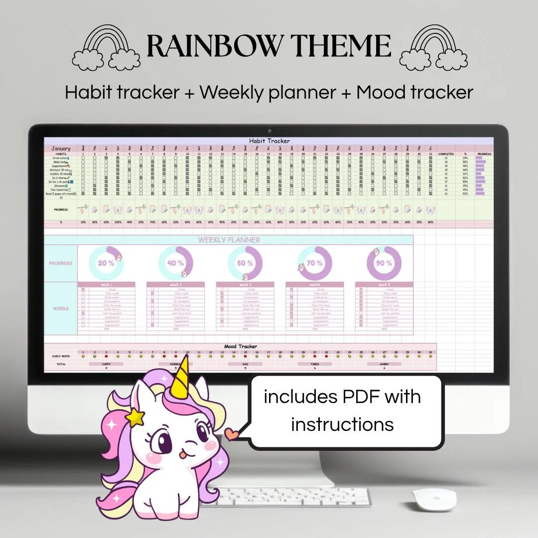 Pastel Rainbow Habit Tracker