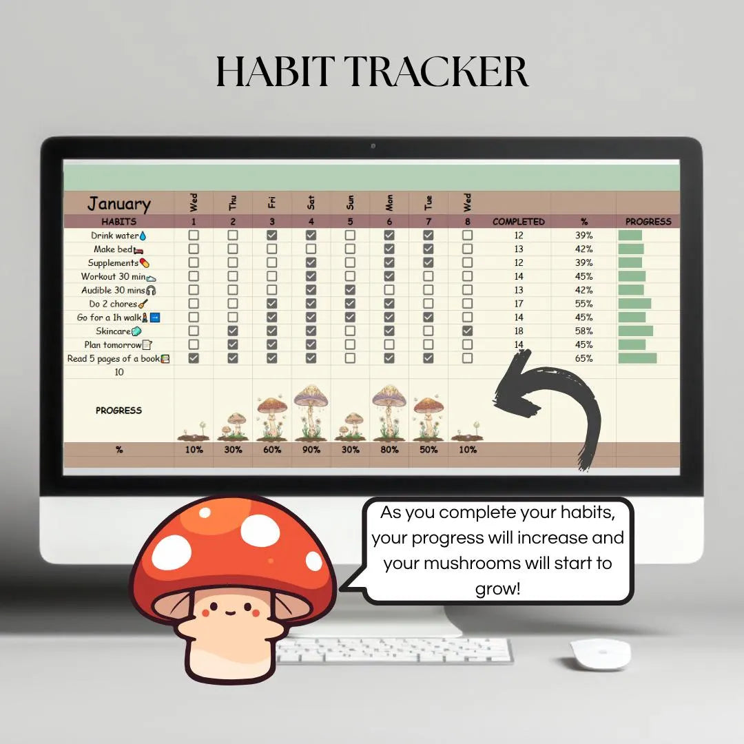 Mushroom Aesthetic Habit Tracker