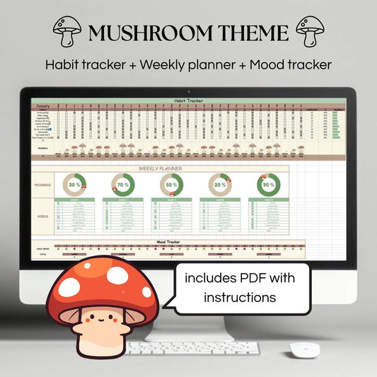 Mushroom Aesthetic Habit Tracker